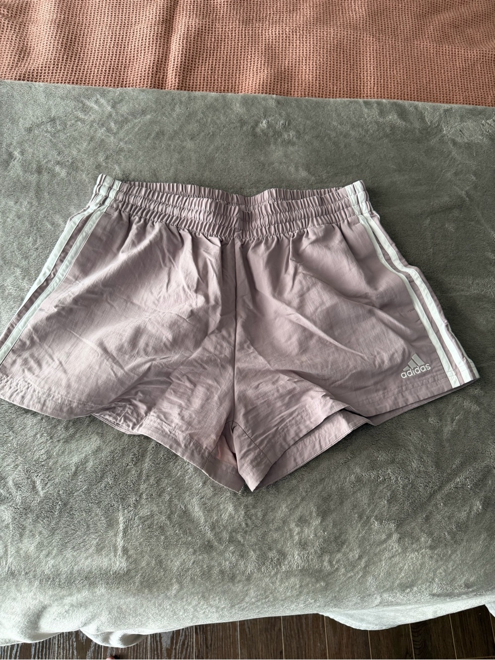 adidas Women's Dusty Pink 3-Stripe Athletic Shorts